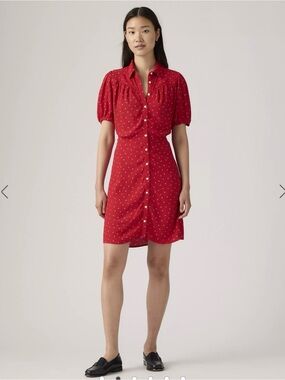 Levi's Red Mini Dress with White Polka Dots